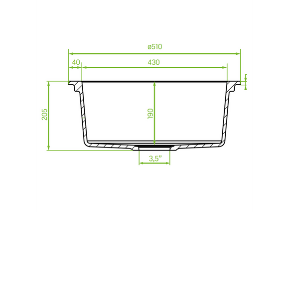 Laveo Dafne Granite Sink 1 Bowl Round
