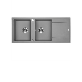 Buy grey Laveo Megalo Granite Sink 2 Bowl with Drainer