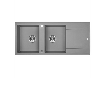 Buy grey Laveo Megalo Granite Sink 2 Bowl with Drainer