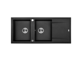 Buy monochrome-black Laveo Megalo Granite Sink 2 Bowl with Drainer