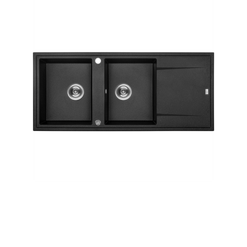 Buy monochrome-black Laveo Megalo Granite Sink 2 Bowl with Drainer