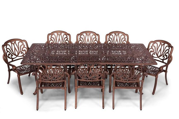 Anray 8 Seater Protea with 240cm x 110cm Patio Table Set RECTANGLE - Copper