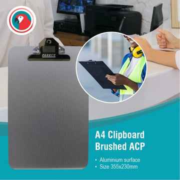 Parrot Clipboard Brushed Alum Acp 355x230mm A4 - image 02