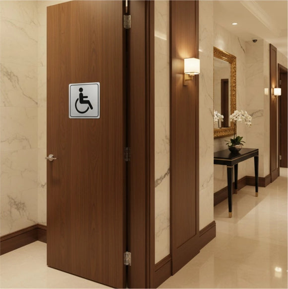 Parrot Sign Symbolic 150x150mm Black Printed Disabled Toilet Sign On Brushed Aluminum Acp - image 08