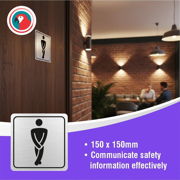 Parrot Sign Symbolic 150x150mm Black Printed Gents Toilet Sign On Brushed Aluminum Acp - image 01