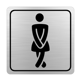 Image of Sign Symbolic 150*150Mm Black Printed Ladies Toilet Sign On Brushed Aluminum Acp
