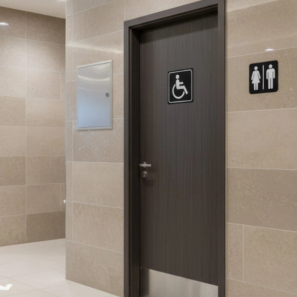 Parrot Sign Symbolic 150x150mm Black Printed Disabled Toilet Sign On White Acp - image 03