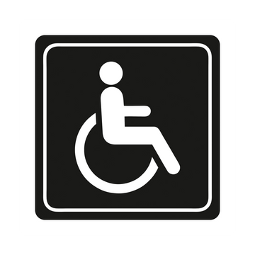 Image of Sign Symbolic 150*150Mm Black Printed Disabled Toilet Sign On White Acp