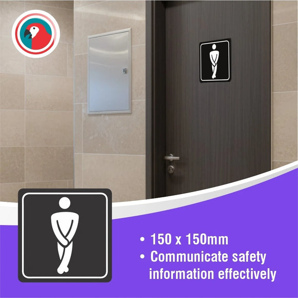 Parrot Sign Symbolic 150x150mm Black Printed Gents Toilet Sign On White Acp - image 01