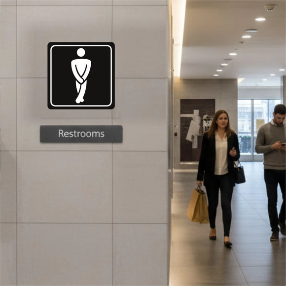 Parrot Sign Symbolic 150x150mm Black Printed Gents Toilet Sign On White Acp - image 07