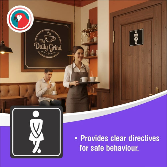 Parrot Sign Symbolic 150x150mm Black Printed Ladies Toilet Sign On White Acp - image 01