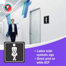 Parrot Sign Symbolic 150x150mm Black Printed Ladies Toilet Sign On White Acp - image 02