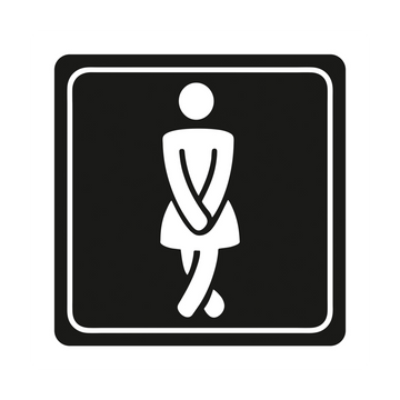 Image of Sign Symbolic 150*150Mm Black Printed Ladies Toilet Sign On White Acp