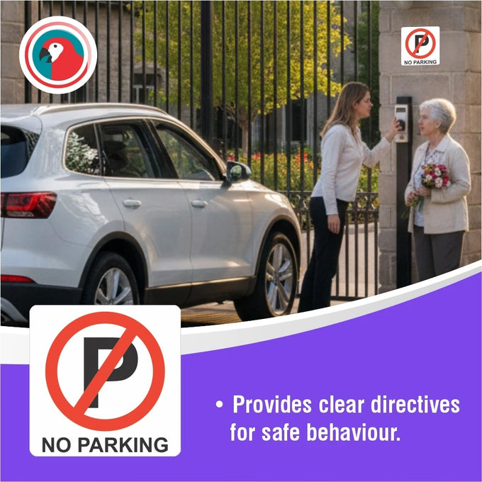 Parrot Sign Symbolic 150x150mm Red No Parking Sign On White Acp - image 04