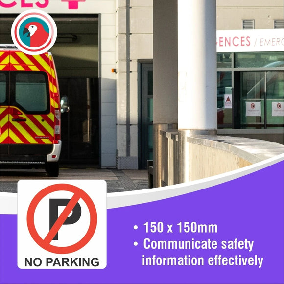 Parrot Sign Symbolic 150x150mm Red No Parking Sign On White Acp - image 05