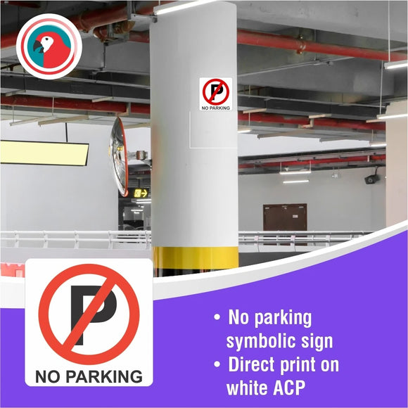Parrot Sign Symbolic 150x150mm Red No Parking Sign On White Acp - image 07