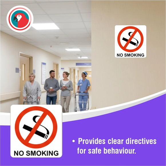 Parrot Sign Symbolic 150x150mm Red No Smoking Sign On White Acp - image 06