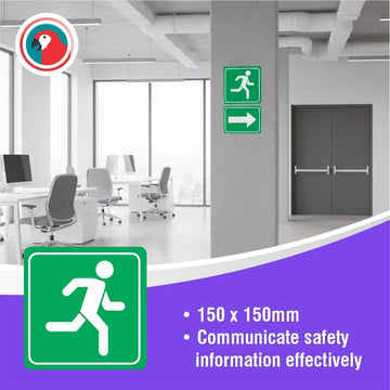 Parrot Sign Symbolic 150x150mm Green Running Man Sign On White Acp - image 01