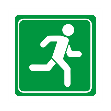 Image of Sign Symbolic 150*150Mm Green Running Man Sign On White Acp