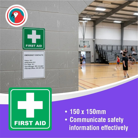 Parrot Sign Symbolic 150x150mm Green First Aid Sign On White Acp - image 02