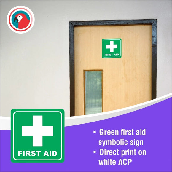 Parrot Sign Symbolic 150x150mm Green First Aid Sign On White Acp - image 04