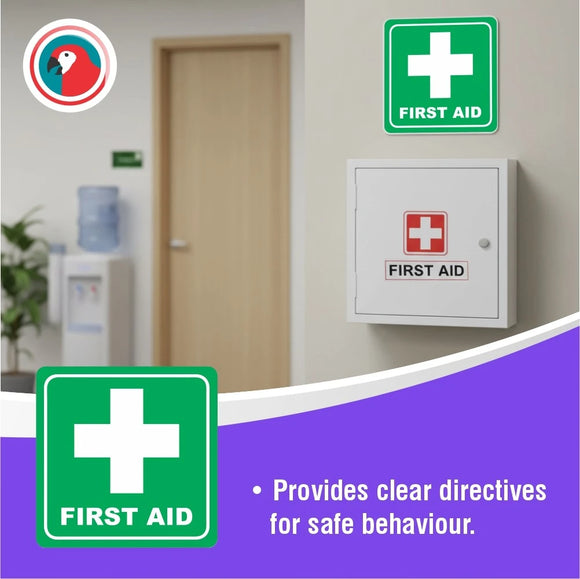 Parrot Sign Symbolic 150x150mm Green First Aid Sign On White Acp - image 07
