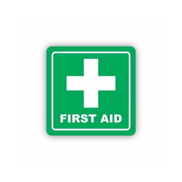 Image of Sign Symbolic 150*150Mm Green First Aid Sign On White Acp