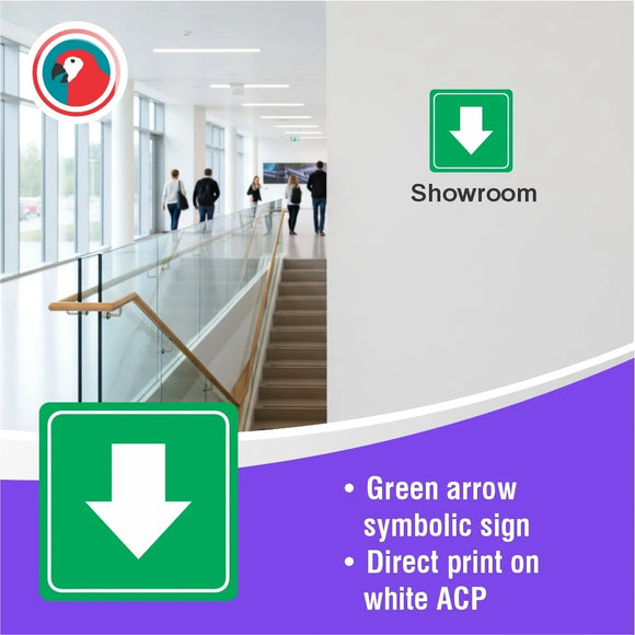 Parrot Sign Symbolic 150x150mm Green Arrow Sign On White Acp - image 06