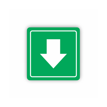 Image of Sign Symbolic 150*150Mm Green Arrow Sign On White Acp