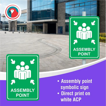 Parrot Sign Symbolic 297x210mm Assembly Point Green On White Acp - image 02