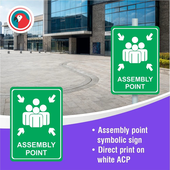 Parrot Sign Symbolic 297x210mm Assembly Point Green On White Acp - image 02