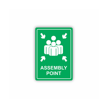 Image of Sign Symbolic 297*210Mm Assembly Point Green On White Acp