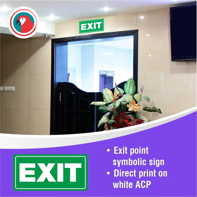 Parrot Symbolic Sign 150x300mm Exit Green On White Acp - image 05