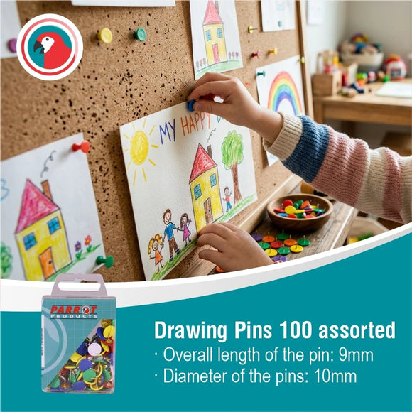 Parrot Drawing Pins Boxed Pack 100 Assorted - image 04