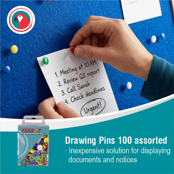 Parrot Drawing Pins Boxed Pack 100 Assorted - image 05