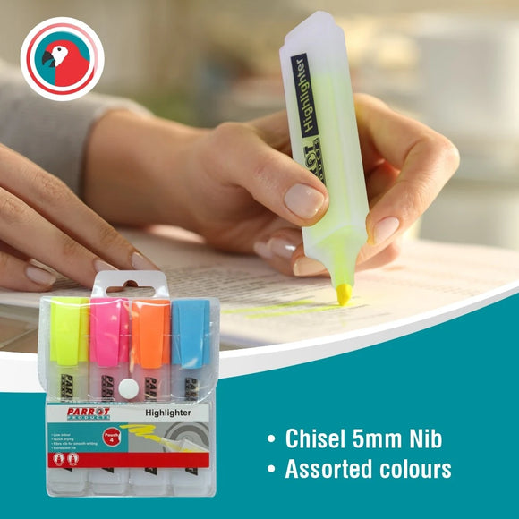 Parrot Marker Highlighter Pouch 4 (Yellow-Pink-Blue-Orange) - image 08