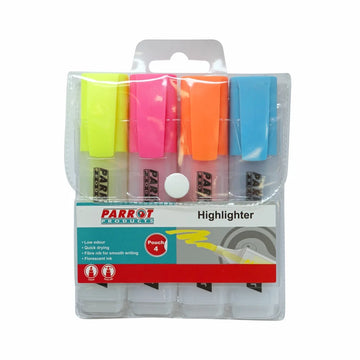 Parrot Marker Highlighter Pouch 4 (Yellow-Pink-Blue-Orange) - image 01