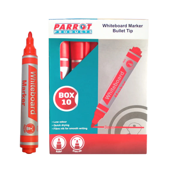 Parrot Marker Whiteboard Bullet Box 10 Red - image 01