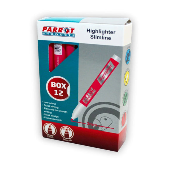 Parrot Marker Highlighter Slimline Box 12 Pink - image 07