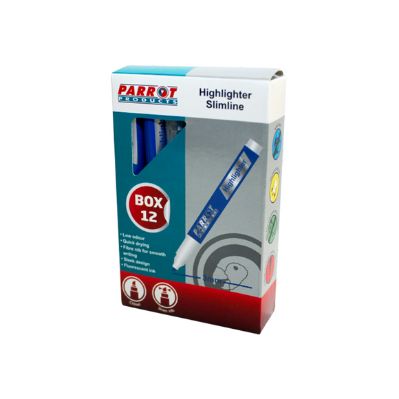 Image of Marker Highlighter Slimline Box 12 Blue