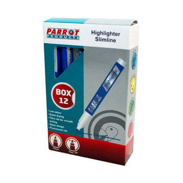 Parrot Marker Highlighter Slimline Box 12 Blue - image 01