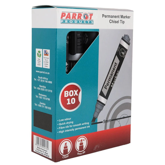 Parrot Marker Permanent Chisel Box 10 Black - image 01