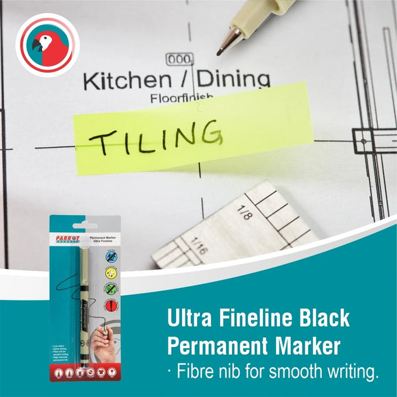 Parrot Marker Permanent Ultra Fineline Carded Black - image 06