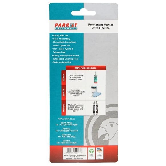 Parrot Marker Permanent Ultra Fineline Carded Black - image 09