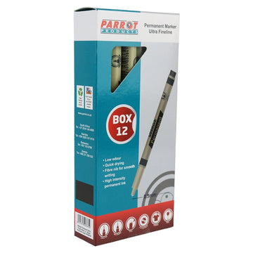 Parrot Marker Permanent Ultra Fineline Box 12 Black - image 01