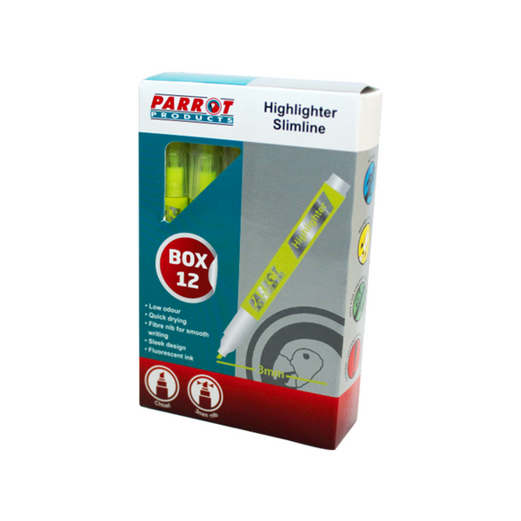 Image of Marker Highlighter Slimline Box 12 Yellow
