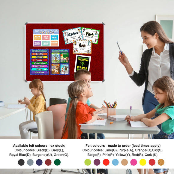 Parrot Info Board Aluminium Frame 1000 x 1000mm Burgundy - image 03