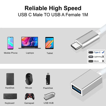 Parrot Adaptor – USB C Male To USB A Female 1M - image 02