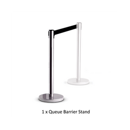 Image of Retractable Queue Barrier Chrome With Black Belt 910X320Mm
