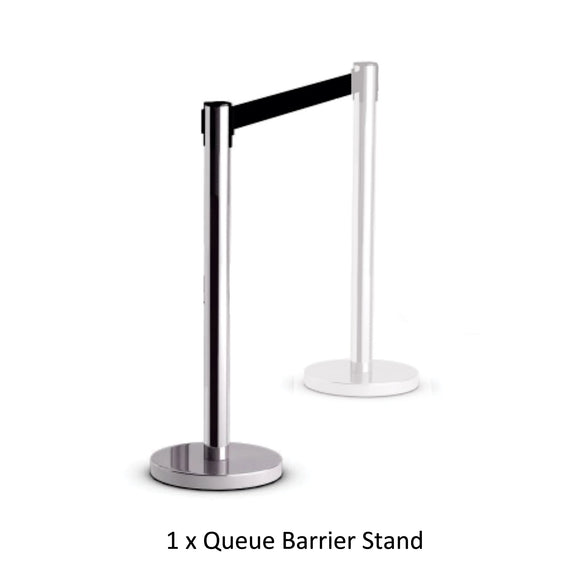 Parrot Retractable Queue Barrier Chrome With Black Belt 910X320mm - image 01